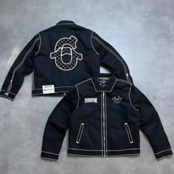 TRUE Retro Y2k Denim Jacket America Streetwear Trend Brand Letter Embroidery Motorcycle Zip Up Jacket Thickening Men Clothing - Image 6