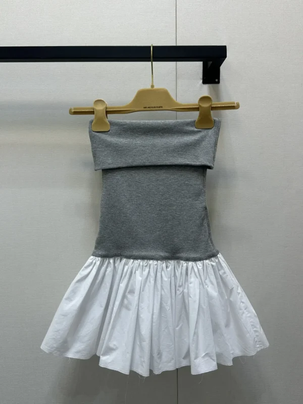 Women'S Threaded Knitted Strapless Pleated Dress Embroidered Letters Commuting Slim Fit Versatile 2025 New Summer Dress XM-DJS