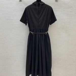 2025 New Heavy Industry Ear Edge Crimping V-shaped Metal Accessories Decorative Waist slimming Short Sleeve Dress 26