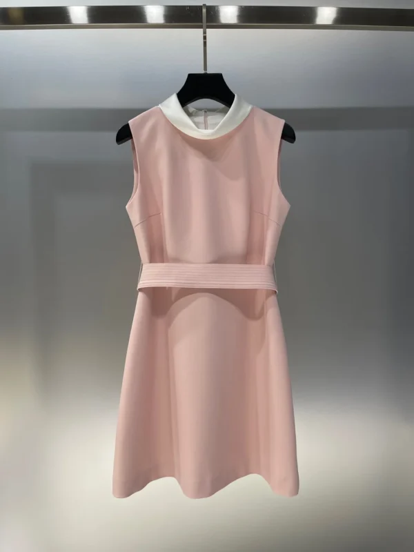 2025 new women's sleeveless dress with contrasting color, small stand up collar, elegant and dignified, waist cinching and slimm - Image 2