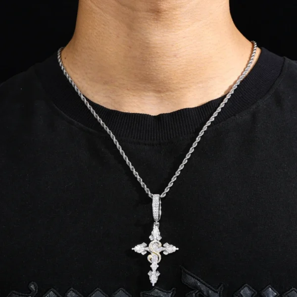 S925 Moissanite Cross Pendant Necklace For Women Men Iced Out Cuban Hip Hop Tag Pendants Bling Religion Jewelry Silver Gift 2025 - Image 6