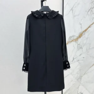 Women's latest spring and summer ladies' retro palace wind pressure pleated lace doll collar patchwork layered lace dress