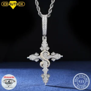 S925 Moissanite Cross Pendant Necklace For Women Men Iced Out Cuban Hip Hop Tag Pendants Bling Religion Jewelry Silver Gift 2025