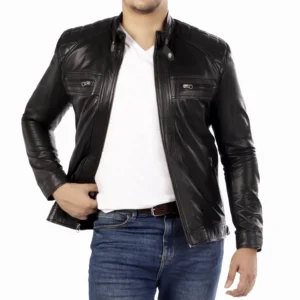 Signature Diamond Style CafÃ© Racer Lambskin Leather Jacket Men - Men's Casual Real Leather Quilted