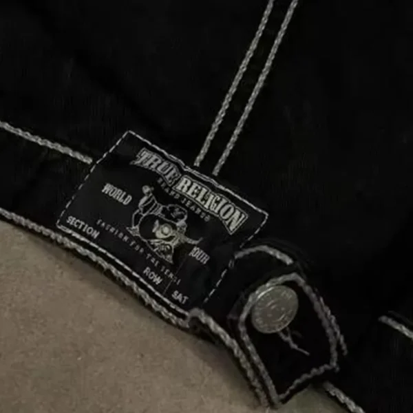 TRUE Retro Y2k Denim Jacket America Streetwear Trend Brand Letter Embroidery Motorcycle Zip Up Jacket Thickening Men Clothing - Image 5