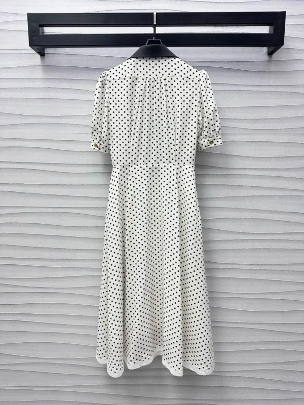 High Quality Summer Spring Women's Casual Fashion Lapel Buttons Polka Dot Embroidery Letters Vintage Dress JQ068 - Image 2