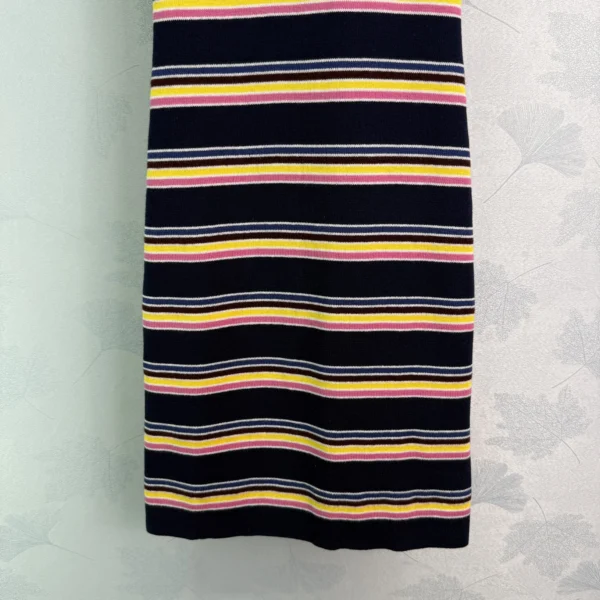2025 Spring New Striped Round Strap Dress for Women, Tailored and Slimming Knitted Skirt 9 - Image 2