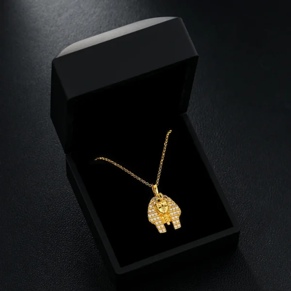 Hip Hop Ancient Egyptian Moissanite Pendant Necklace Chain Punk King Tutan Pharaoh Men's Hip Hop Bling Necklaces Rock Party Gift - Image 6