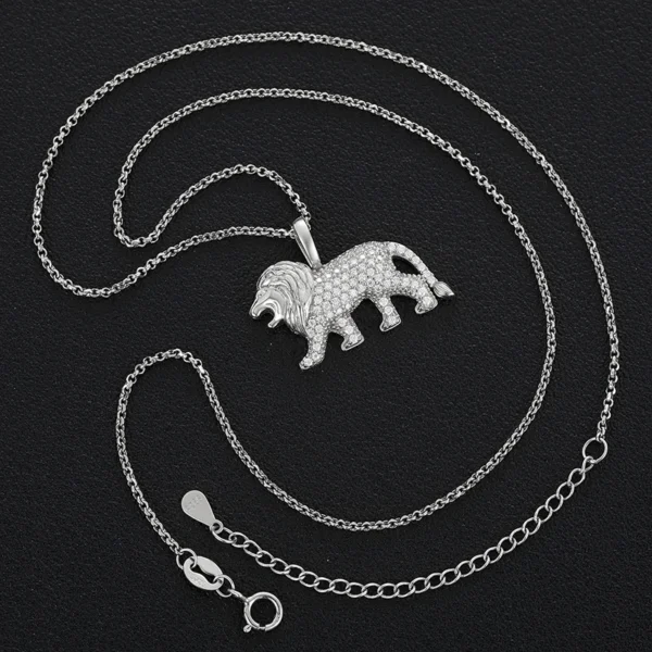 925 Sterling Silver Lion Animal Pendant Necklace Micro Pave D Color Moissanite Luxury Hip Hop Jewelry For Women Men Dropshipping - Image 3