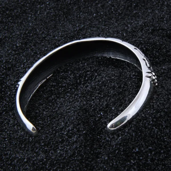 S925 Sterling Silver Viking Bangle on arm with wood box as gift for men or women - Image 3