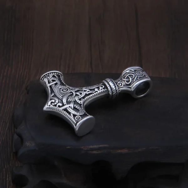 Real 925 Sterling Silver Thor Hammer Mjolnir choker Viking Amulet Scandinavian pendant necklace Norse Men Jewelry - Image 2