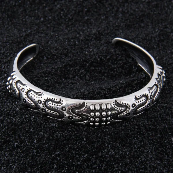 S925 Sterling Silver Viking Bangle on arm with wood box as gift for men or women - Image 2