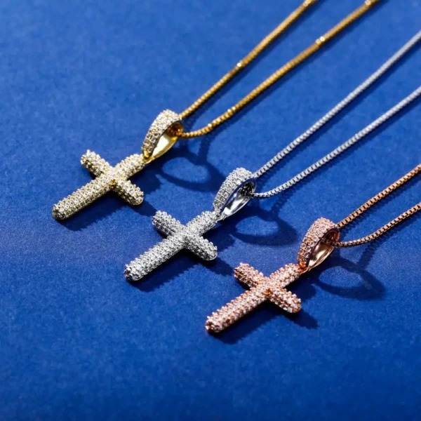 TOPGRILLZ 925 Sterling Silver Iced Zircon Cross Pendant Fashion Hip Hop Jewelry For Women - Image 4