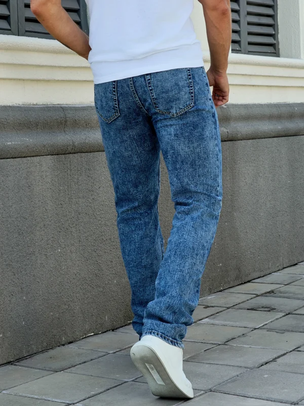 Men's Fashion Elastic Ripped Embroidered Pants, All Ripped Embroidery, Embroidery Mess, Stir-Fried Rinsing Water-105BLUE - Image 5