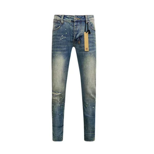 KSUBI Cross Jeans 2025 NEW High Street Paint Hole Trend Low Rise Skinny Denim Pants Pleated Ripped Letter Jeans - Image 2