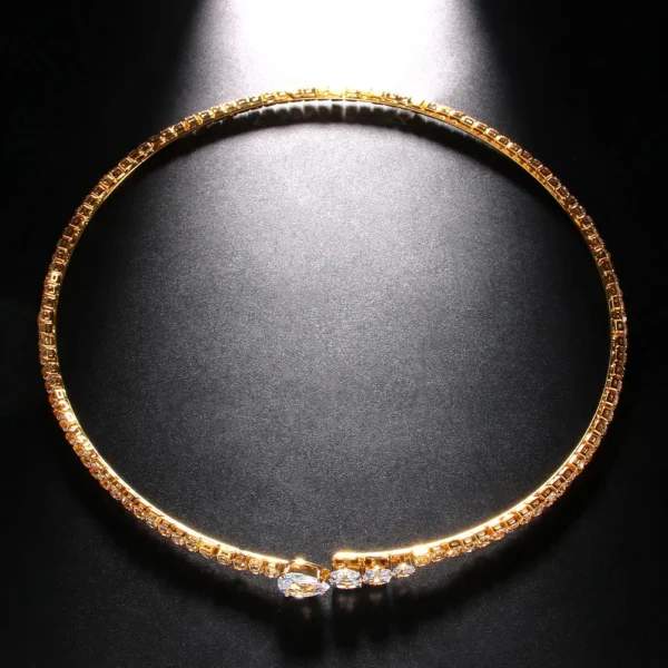 Stonefans Simple Geometry Rhinestone Collar Necklace Jewelry for Women Fashion Adjustable Open Collar Elasticity Choker Gift - Image 3