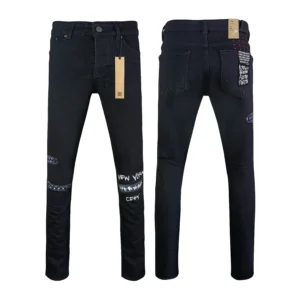 KSUBI High Street Stretch Slim Jeans Fall American Fashion Streetwear Men Women Hip Hop Cross Embroidery Black Denim Pants NEW