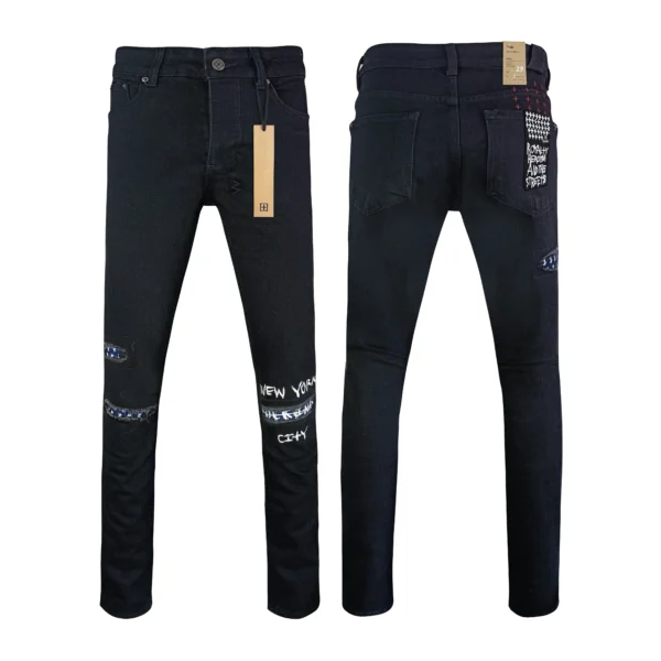 KSUBI High Street Stretch Slim Jeans Fall American Fashion Streetwear Men Women Hip Hop Cross Embroidery Black Denim Pants NEW