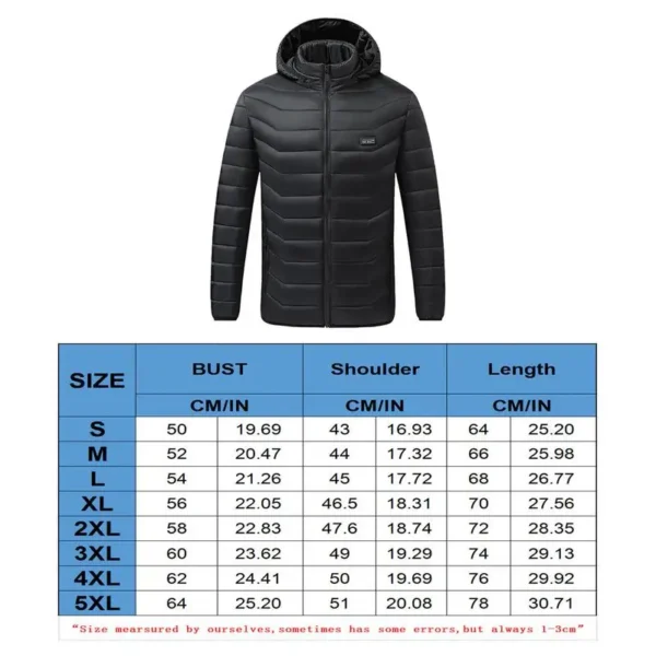 Heated Jacket Thermal Coat Warm Jackets USB Charging Winter Body Warmer 3 Speed USB Heated Jacket Mens Skiing Jackets For Hiking - Image 6