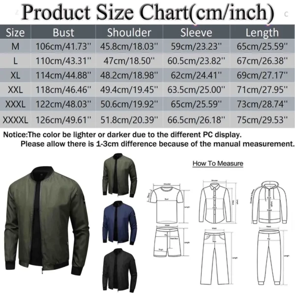 Men's Thin Stand Collar Bomber Jacket Solid Color Loose Casual Outwears Spring Fall Long Sleeve Outdoor Sports Windbreaker Coat - Image 2