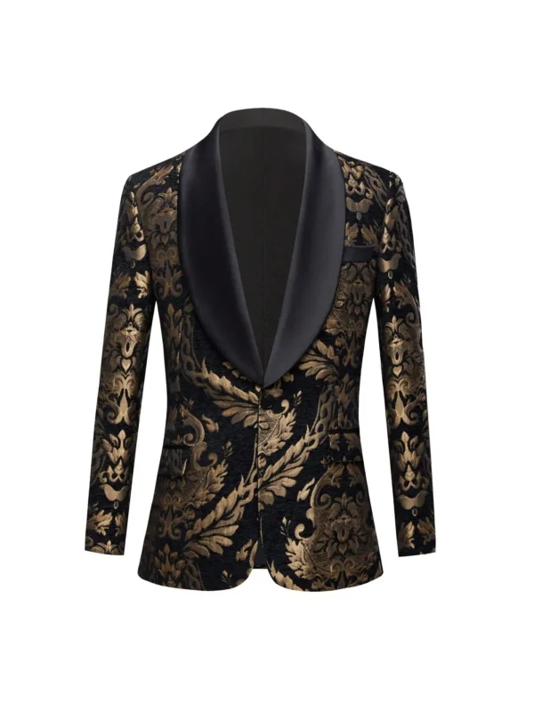 Men's Sport Coats & Blazers Flower Suit Jacket 1 Button Paisley Tuxedo - Image 2