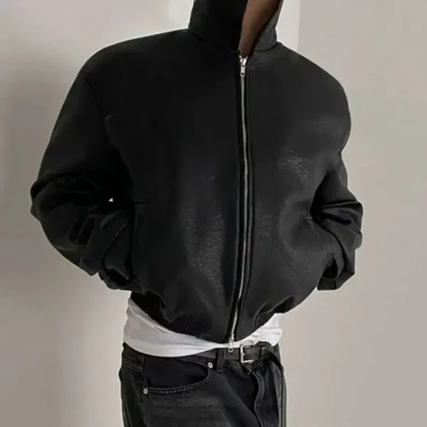 IEFB Short PU Leather Coat Men's Spring Summer Loose Turn-down Collar Coat Korean Style Trend Male Jacket Casual Top 9C5013 - Image 4