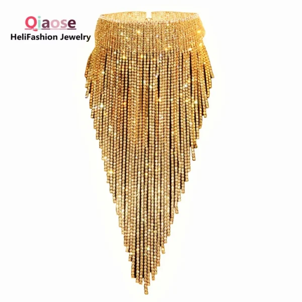 Shiny Full Rhinestone Long Chain Choker Collar Statement Necklace For Women Fashion Jewelry Stunning Necklace Accessories - Image 4