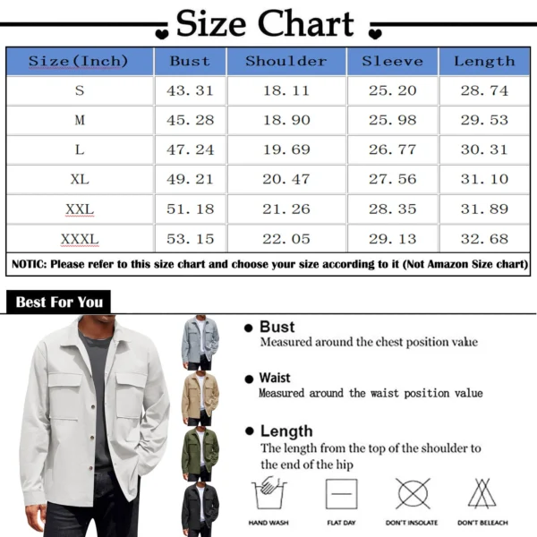 Men's Single-breasted jacket Casual Sports Long Sleeve lapel Coat Top Spring Autumn Fashion outer wear Classic fit work jacket - Image 6