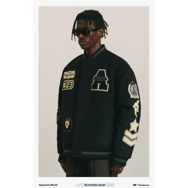Men's baseball uniform Y2K retro heavy hip-hop embroidery jacket autumn and winter V-neck loose fashion couple casual jacket - Image 6