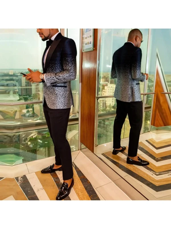 Men Sequin Shiny Prom Suit Jacket One Button and Blazers Tuxedo for Wedding Banquet - Image 2