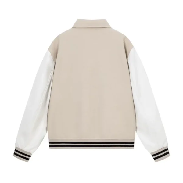 Unisex Embroidered Letter Ballpark Jacket Casual Style Loose Fit Color Block Leather Sleeve Spring Autumn Coat Crossbody Special - Image 5
