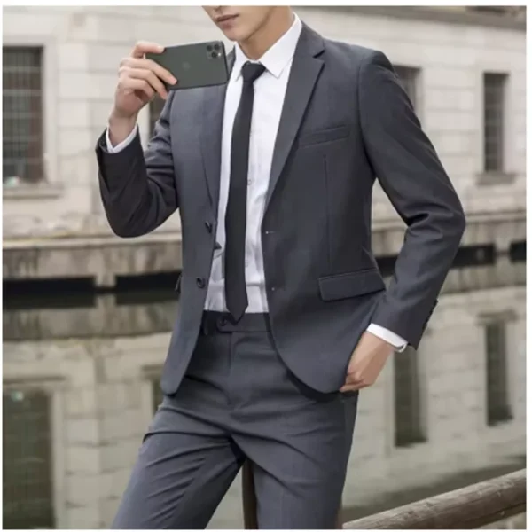 High-quality Professional Business Suit (suit + Trousers) New Men's Fashion Wedding Handsome Solid Color Casual Two-piece Set