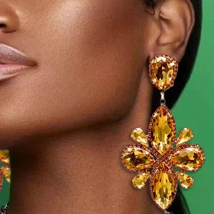 Stonefans Rhinestone Water Drop Earrings Handmade for Women Drag Queen Large Crystal Exaggerate Dangle Earrings Accessories