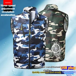 2025 Cooling Vest Men's USB Air Conditioner Fan Jacket Refrigeration Clothing Outdoor Welder's Camouflage Sleeveless Work Jacket