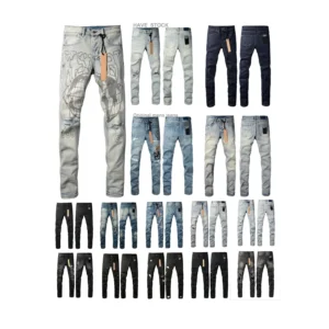 25SS New KSUBI Cross Jeans Men fashion High Street Retro wash Blue letter embroidery Pants Stretch Skinny Ripped Frayed