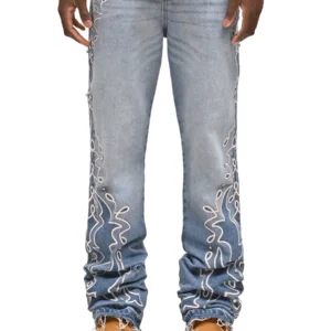 Men s Fit Stretch Denim Jeans with Classic Five-Pocket Styling and Distressed Details for Everyday Wear