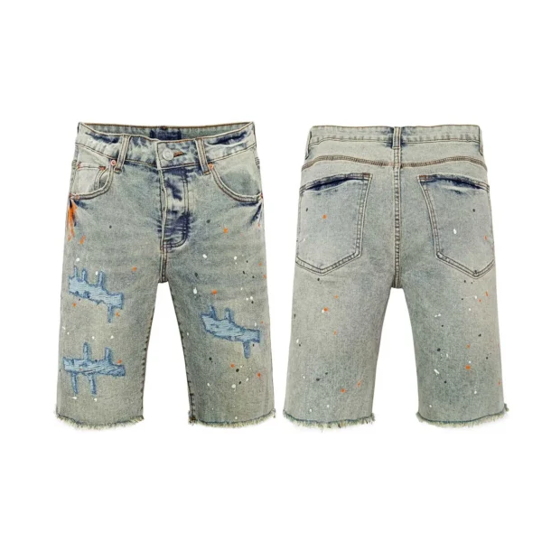 Street Vintage Wash Water Light Blue Denim Shorts Spring/summer New Purples Stretch Slim Straight Pants 25ss Popular Jeans