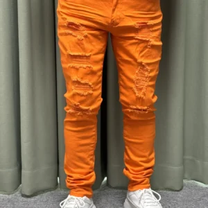 Men's stretch twill pants, full ripped design, available in a variety of colors, front and back knee plus three-dimensional crea