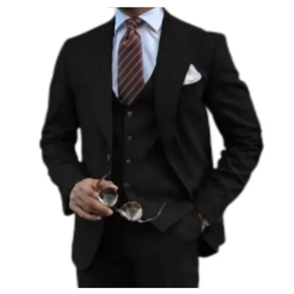 Elegant Man Suit Tailored 3-piece Suit Linen Suit High-quality Wedding Art One Breasted Gun Lapels Suit for Men Summer Beach - Image 2