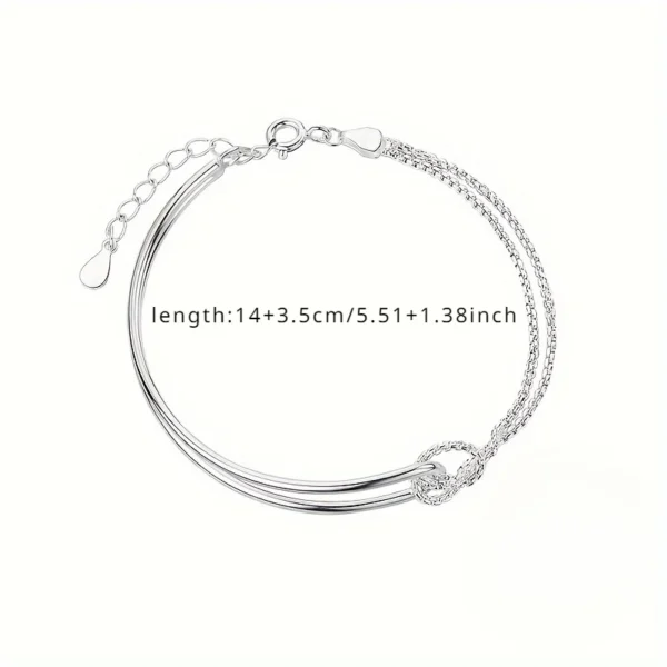 S925 Sterling Silver Geometric Arc Line Twist Design Bracelet Splicing Double Knot Bracelet Hand Jewelry - Image 4