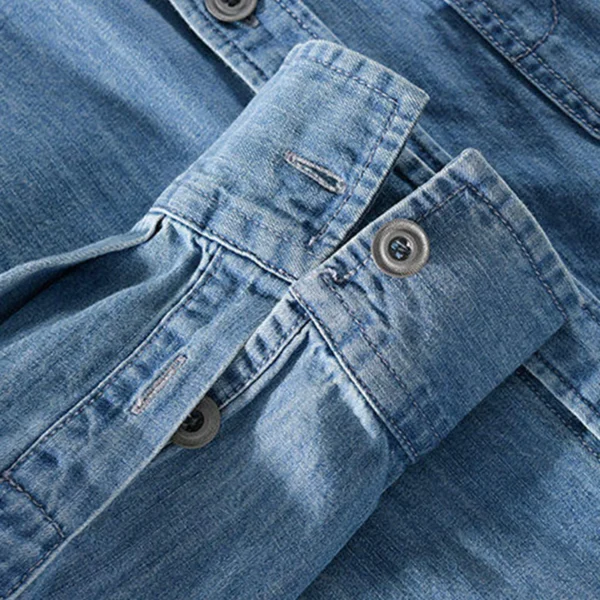 Men‘S Denim Jacket Cowboy Retro Cotton Denim Coat Spring Loose Fit Jeans Jacket Outerwear Business Casual Basic Denim Shirt - Image 2