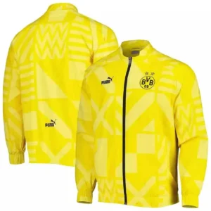 Puma | Men's Yellow Borussia Dortmund Pre-Match Raglan Full-Zip Training Jacket