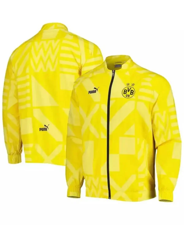 Puma | Men's Yellow Borussia Dortmund Pre-Match Raglan Full-Zip Training Jacket