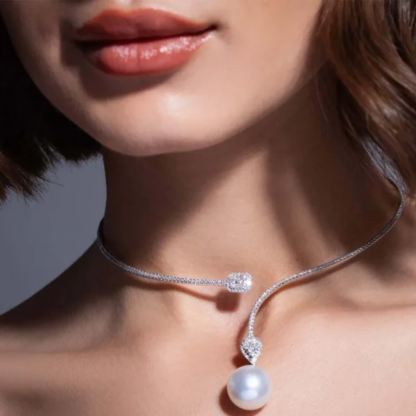 Stonefans Pearl Necklace Jewelry Women Luxury Rhinestone Y2k Collar Rhinestone 2025 Accessories Choker Necklace Pendant Party