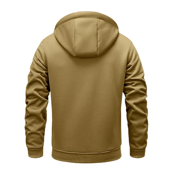Lamb Fleece Men's Hoodies With Thickened Fleece Winter, Hooded Sportswear, Casual Cardigan Top, And Warm outdoor Jacket Coat - Image 2