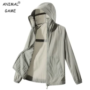 Summer Full Zip Up Sun Protection Hoodie Jacket Long Sleeve Lightweight UV Shirts for Men Hiking Fishing Outdoor Streetwear