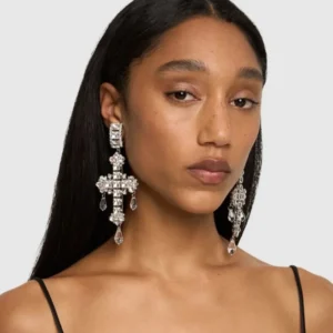 Stonefans Fashion Water Drop Pendant Cross Earrings Jewelry for Women Exaggerated Rhinestone Crystal Dangle Earrings Accessories