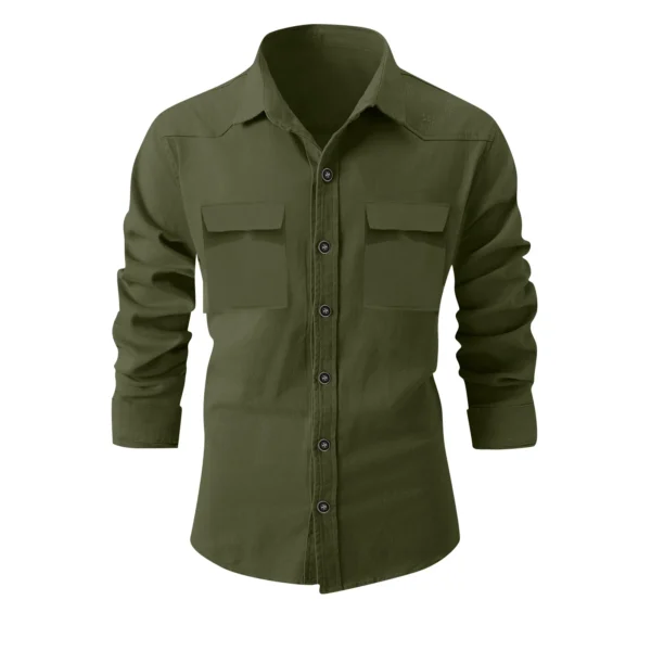 Men's Single-breasted jacket Casual Sports Long Sleeve lapel Coat Top Spring Autumn Fashion outer wear Classic fit work jacket - Image 2