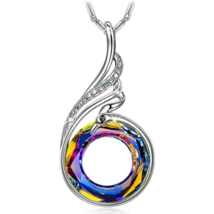"Phoenix Necklace From Ashes" Made of Crystal 18"+2" Necklace Birthday Gift for Women Symbolizes Good Luck and Rejuvenation