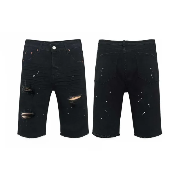 Summer Thin Men's Denim Shorts Purples Irregular Ripped Rough Edge Black Medium Pants Brands Pants